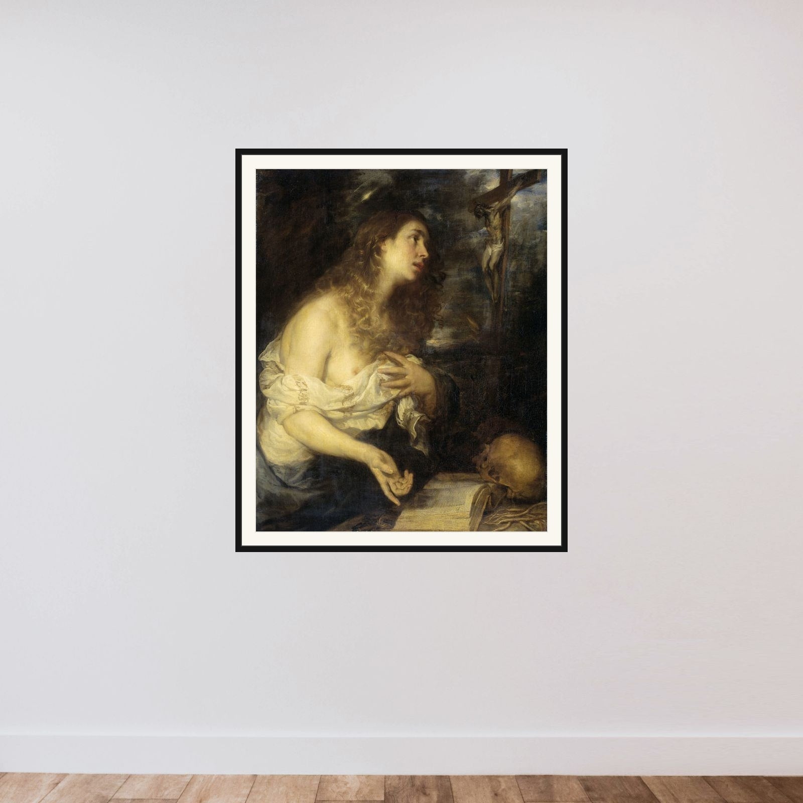 The Penitent Mary Magdalene framed — shown to scale