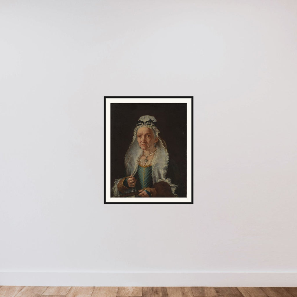 Portrait of an Old Lady framed — shown to scale