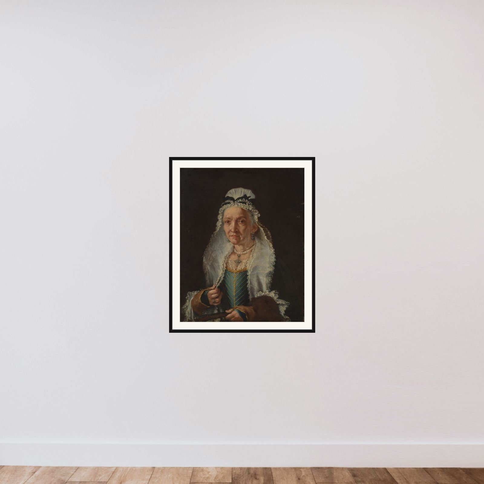 Portrait of an Old Lady framed — shown to scale