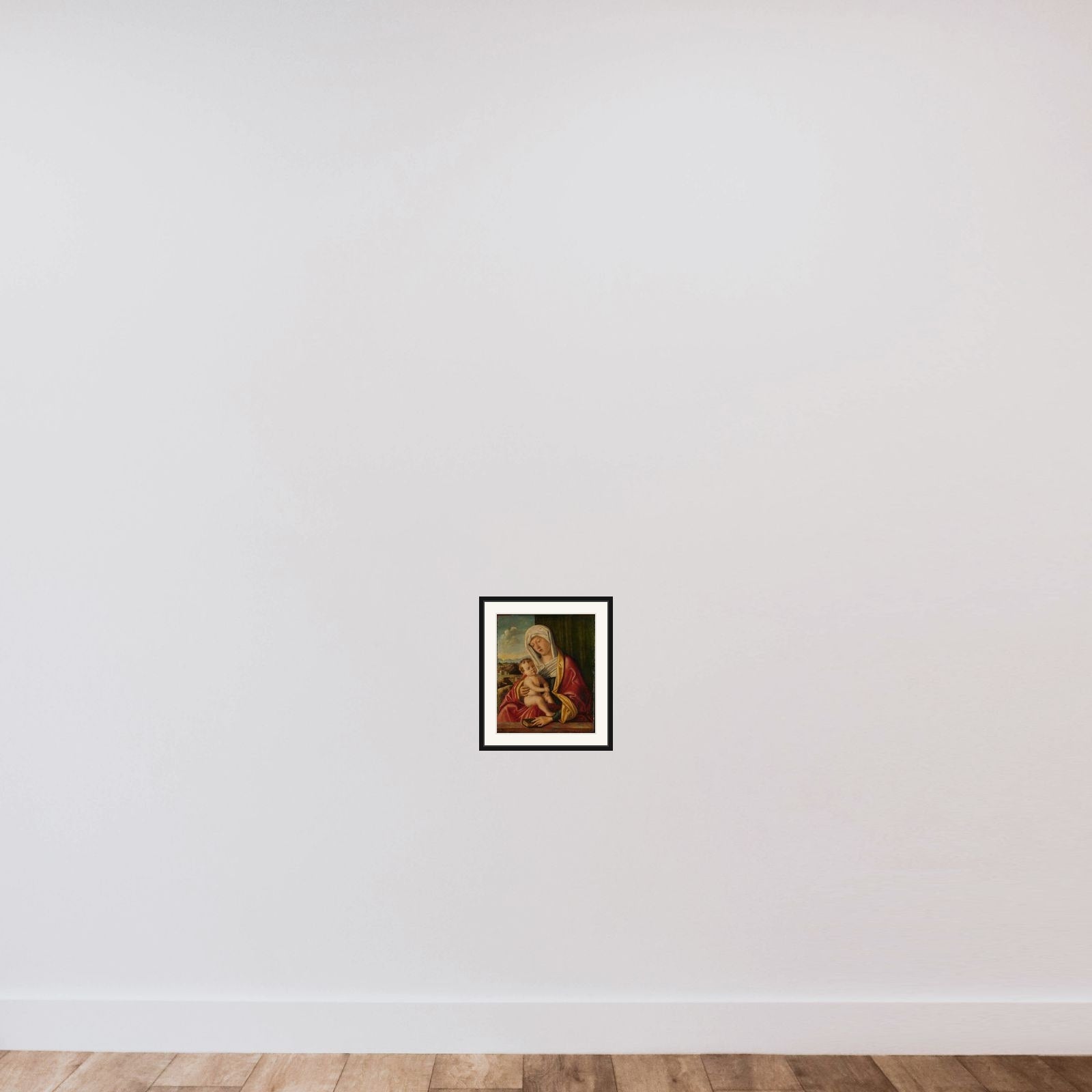 Madonna and Child framed — shown to scale