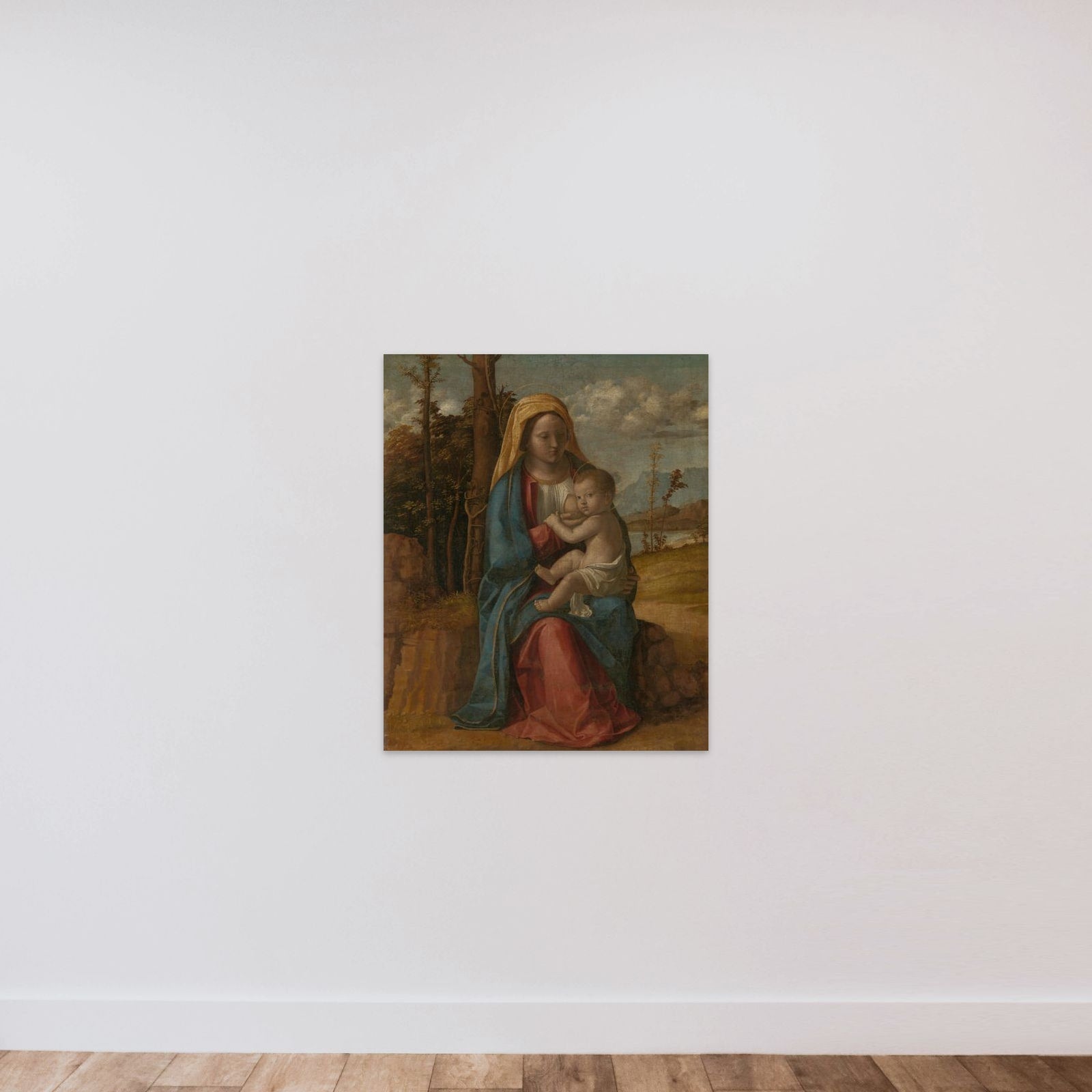 Madonna and Child unframed — shown to scale