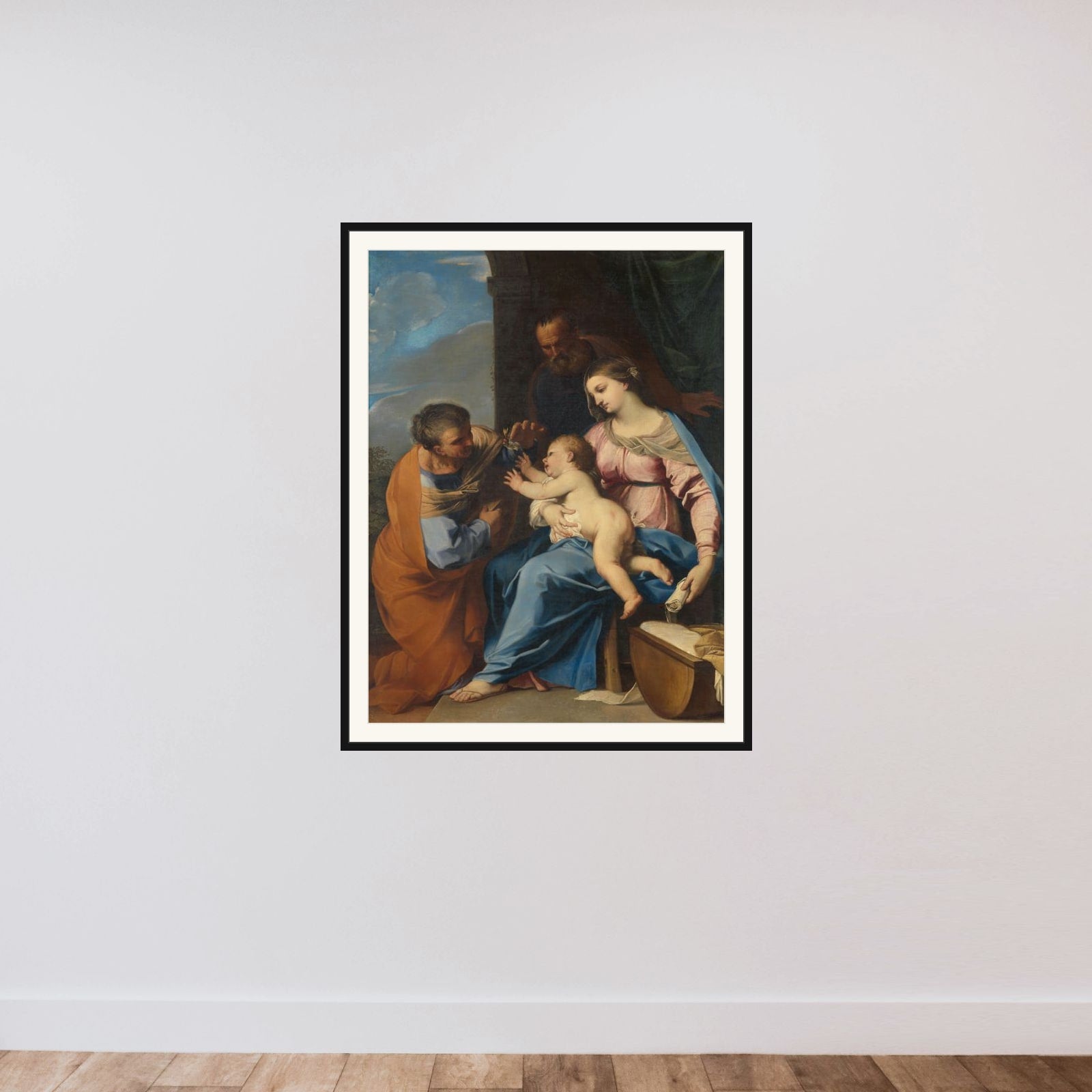 The Holy Family framed — shown to scale