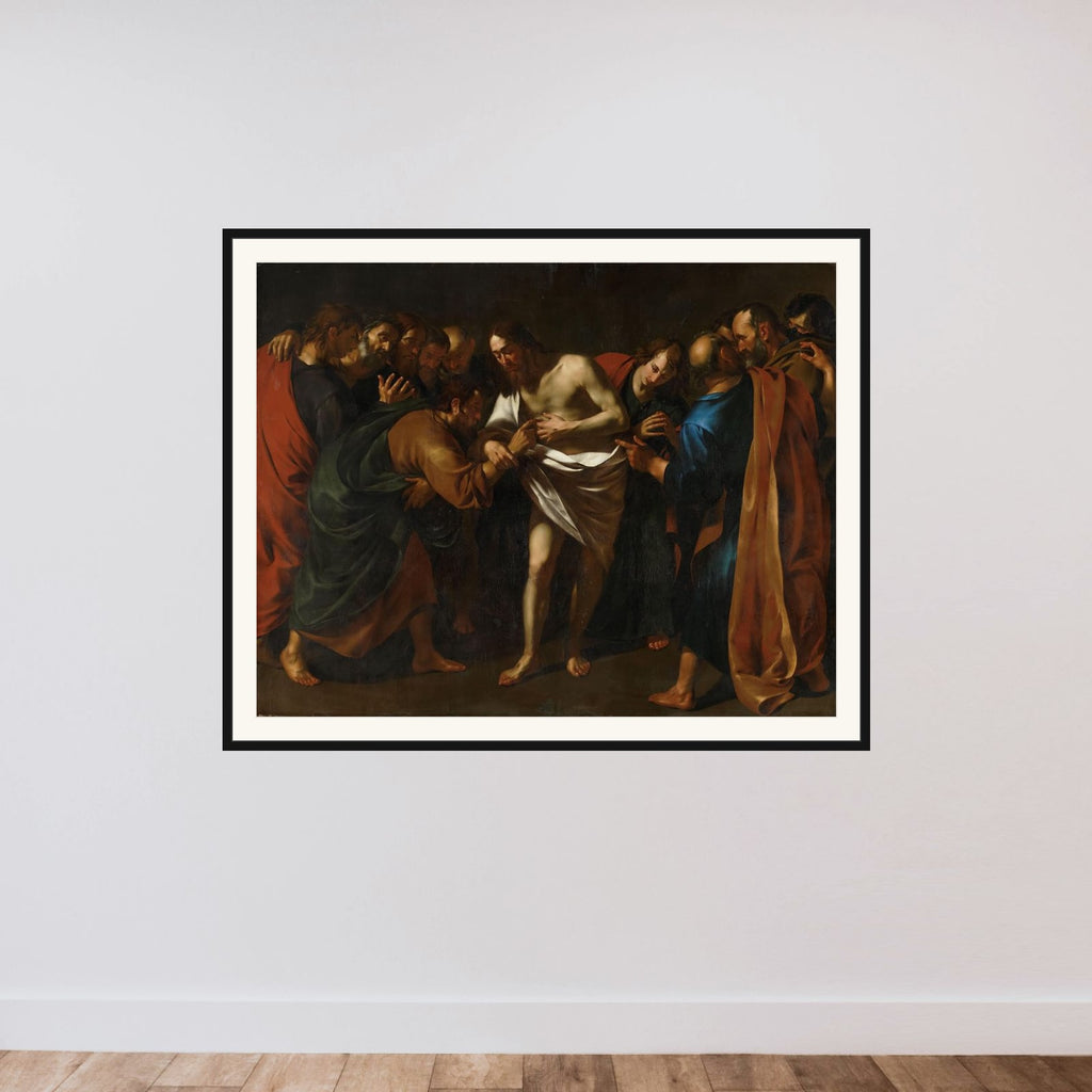 The Incredulity of St Thomas framed — shown to scale