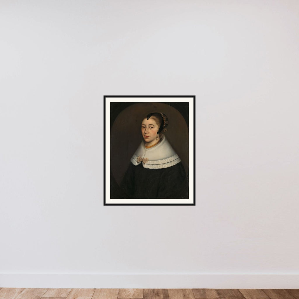 Portrait of a Woman, thought to be Catharina Kettingh (1626/27-73), Wife of Bartholomeus Vermuyden framed — shown to scale