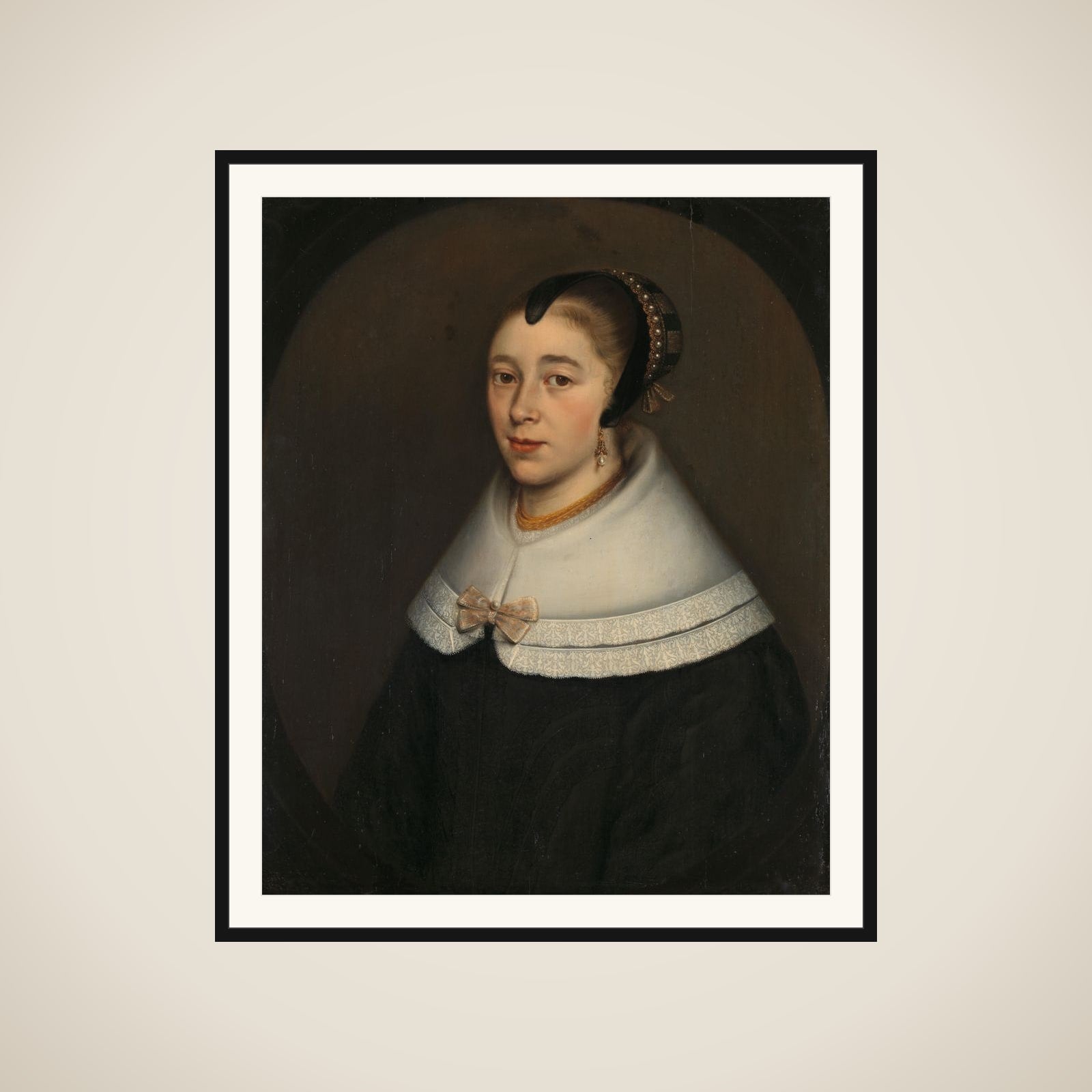 Portrait of a Woman, thought to be Catharina Kettingh (1626/27-73), Wife of Bartholomeus Vermuyden framed