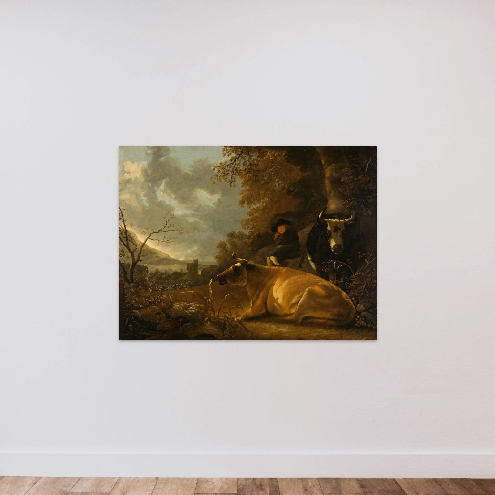 Landscape with Cows and a Young Herdsman unframed — shown to scale