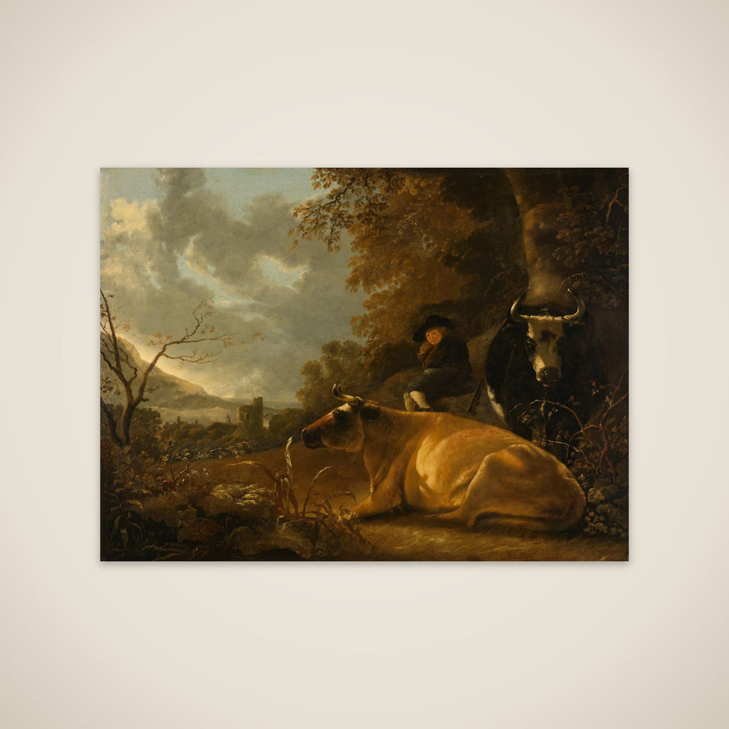 Landscape with Cows and a Young Herdsman unframed print