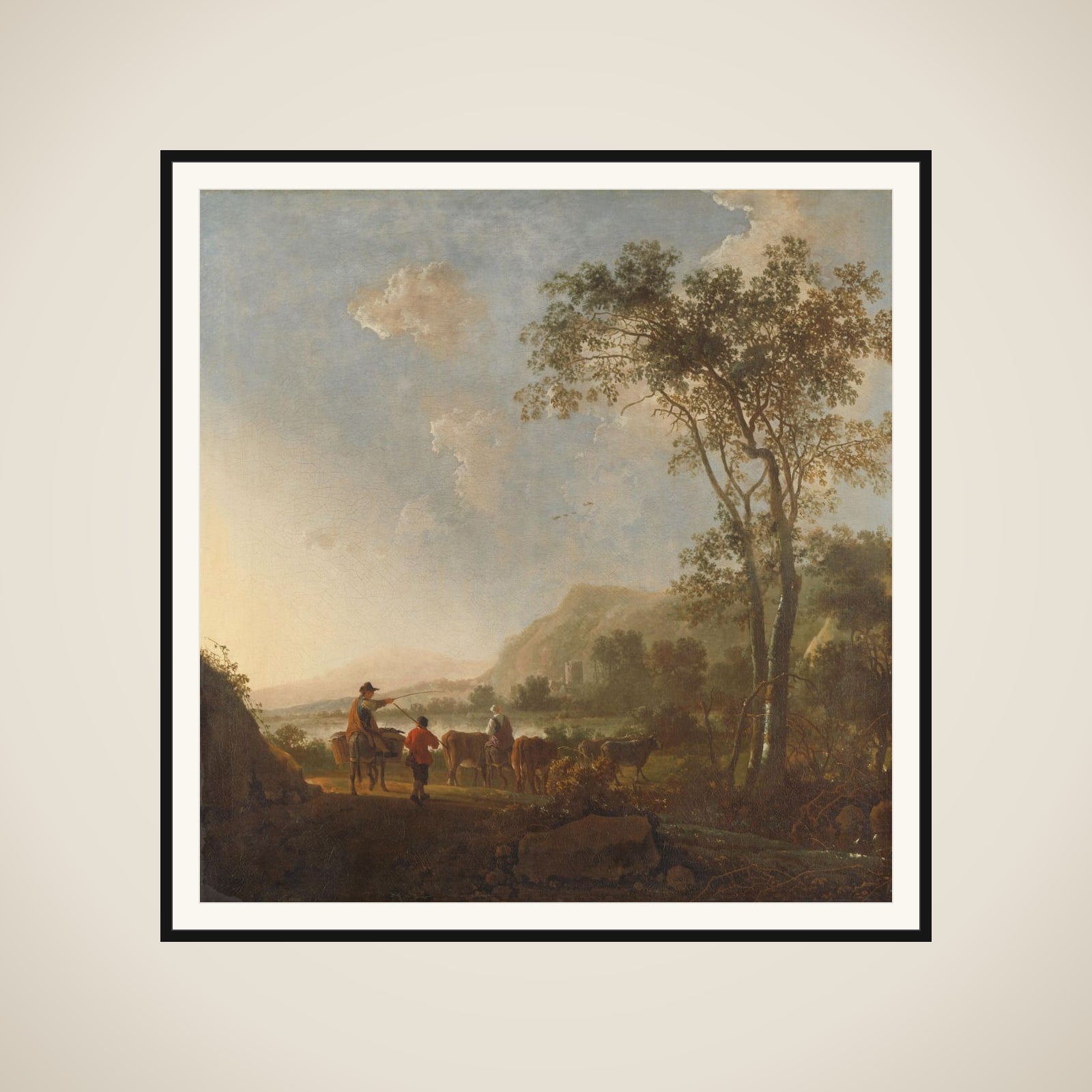 Landscape with Herdsmen and Cattle framed