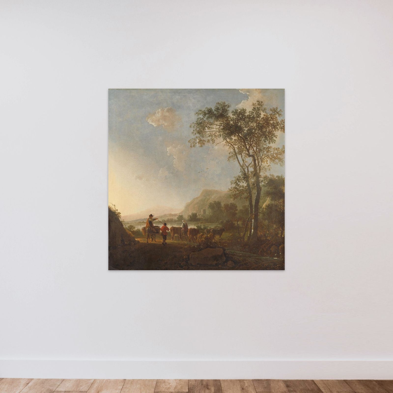 Landscape with Herdsmen and Cattle unframed — shown to scale