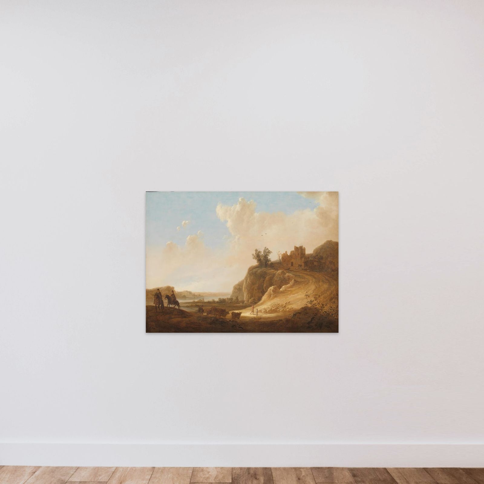 Mountainous Landscape with the Ruins of a Castle unframed — shown to scale