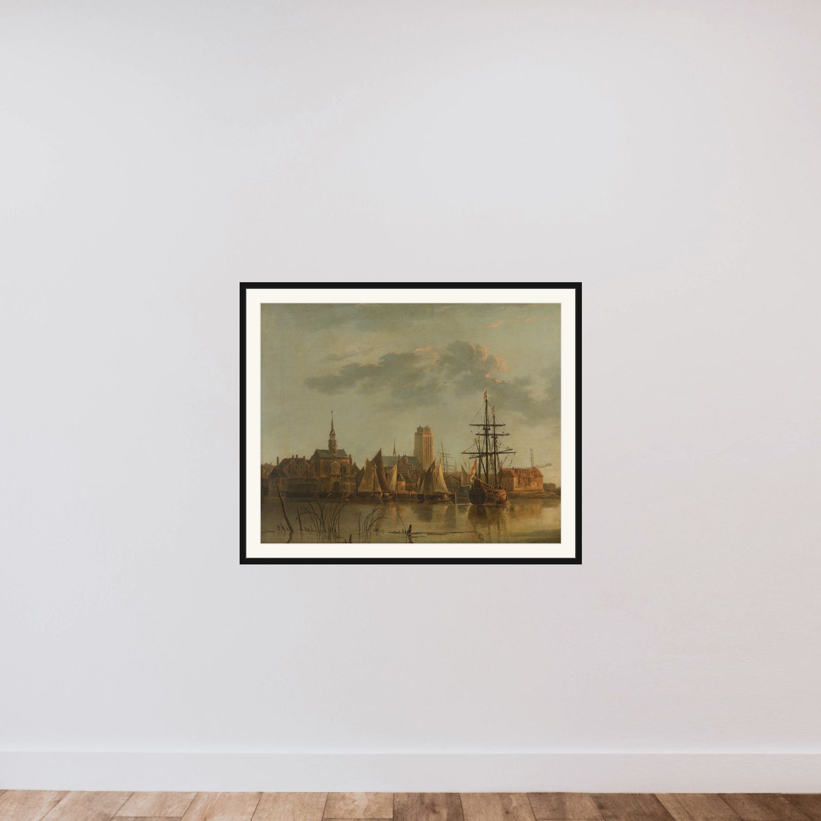 View of Dordrecht at Sunset framed — shown to scale