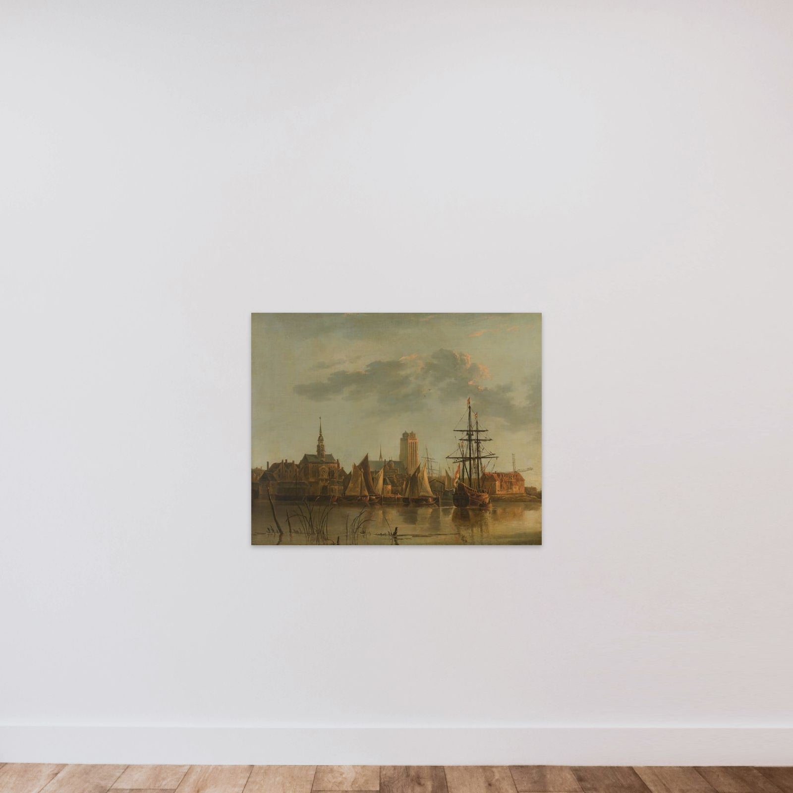 View of Dordrecht at Sunset unframed — shown to scale