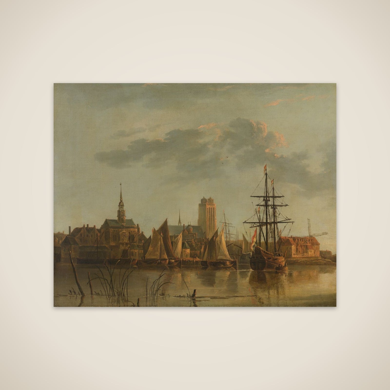 View of Dordrecht at Sunset unframed print