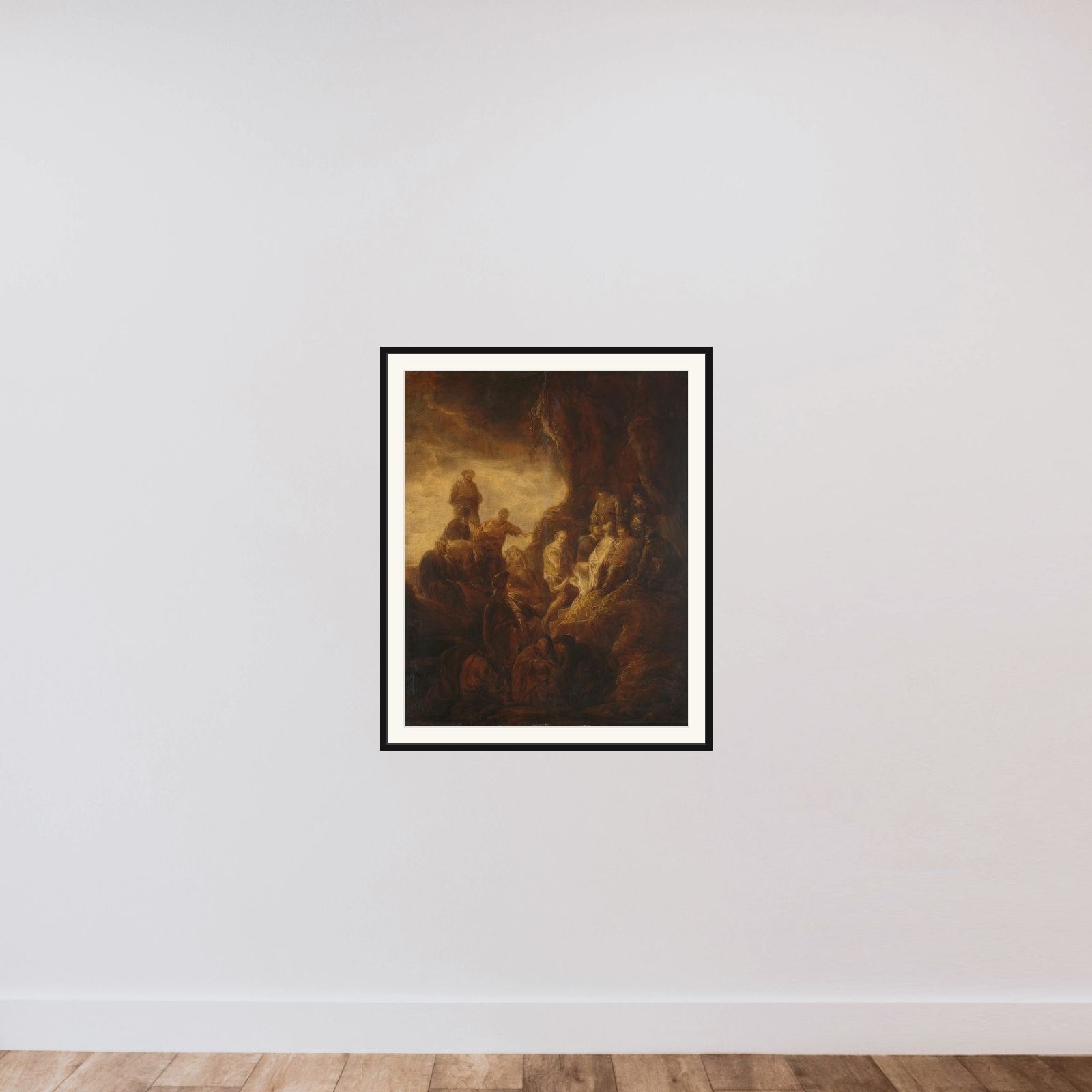 The Entombment framed — shown to scale