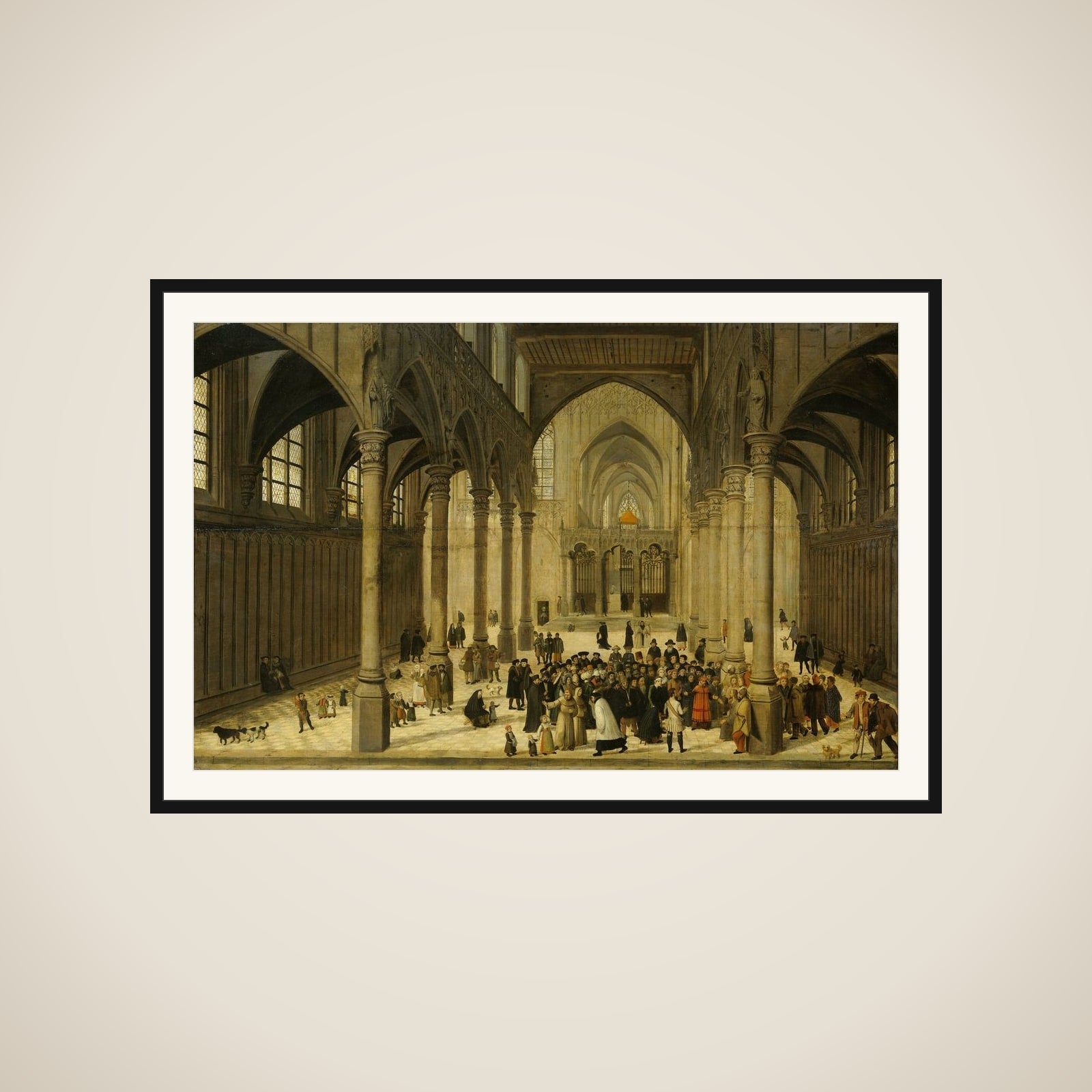 Church Interior with Christ Preaching to a Congregation framed