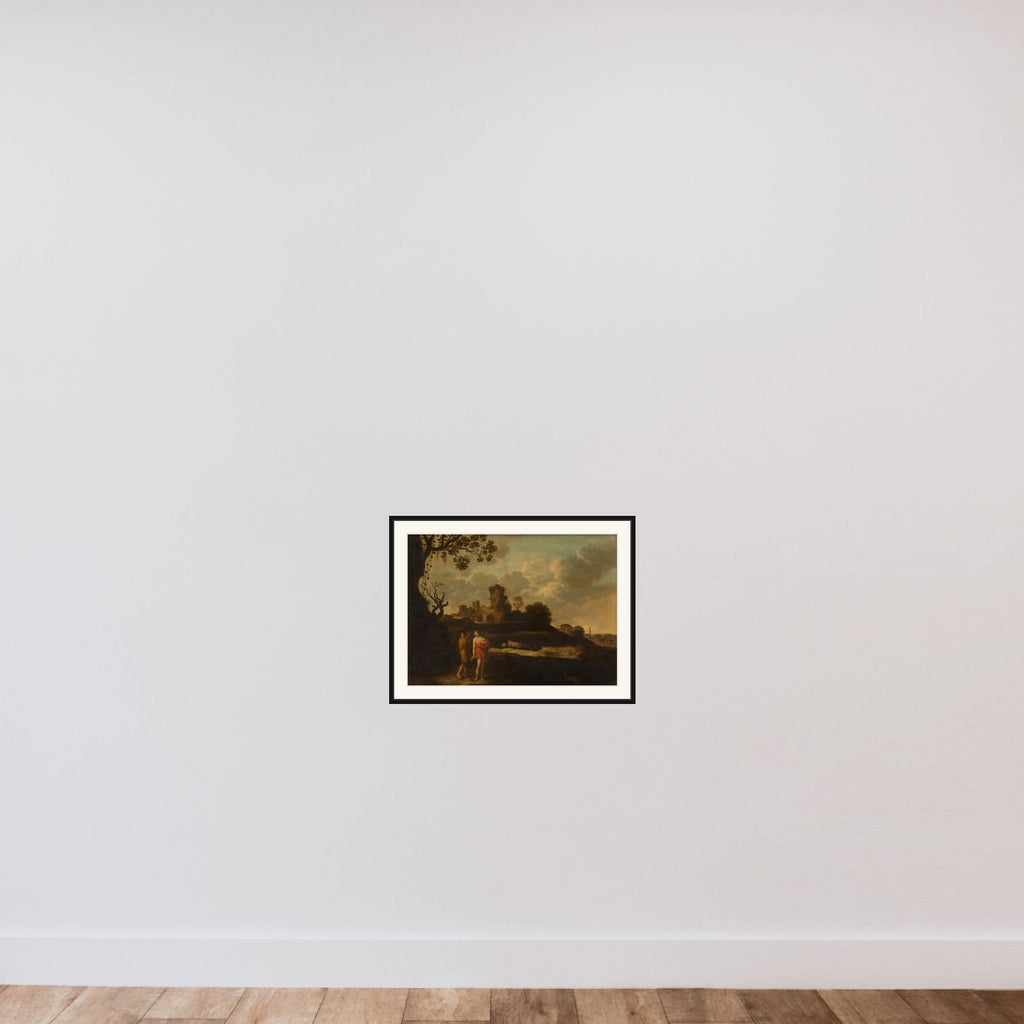 Arcadian Landscape with Herdsmen and Cattle framed — shown to scale