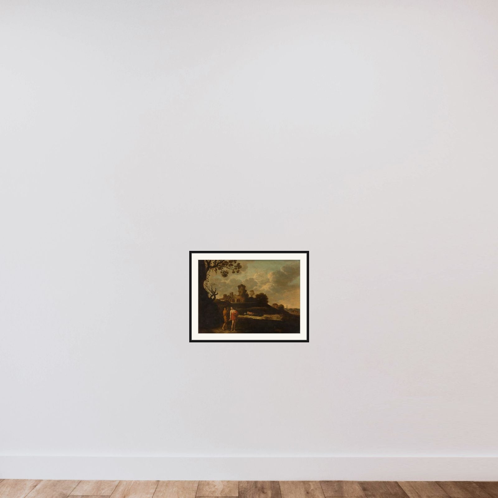 Arcadian Landscape with Herdsmen and Cattle framed — shown to scale