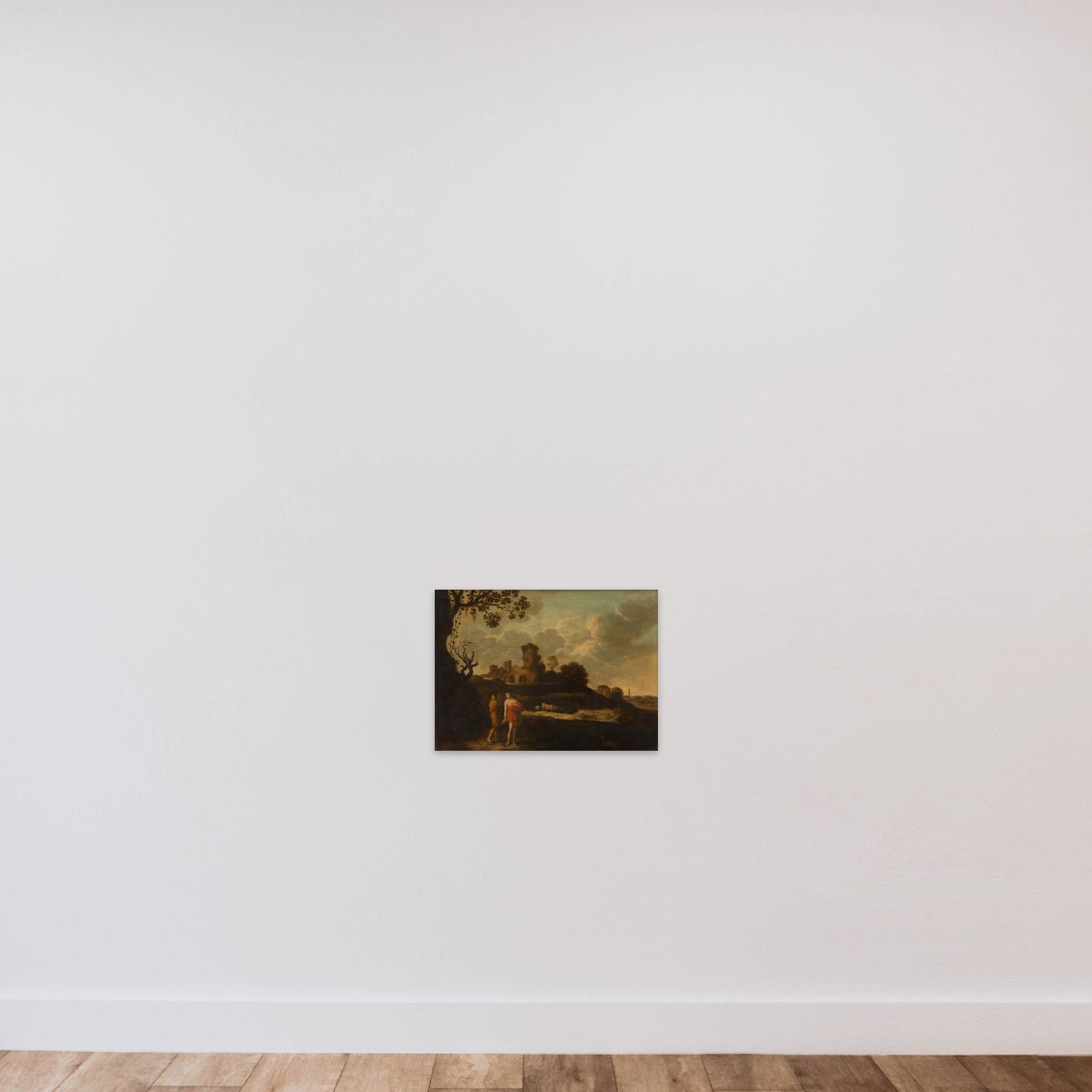Arcadian Landscape with Herdsmen and Cattle unframed — shown to scale