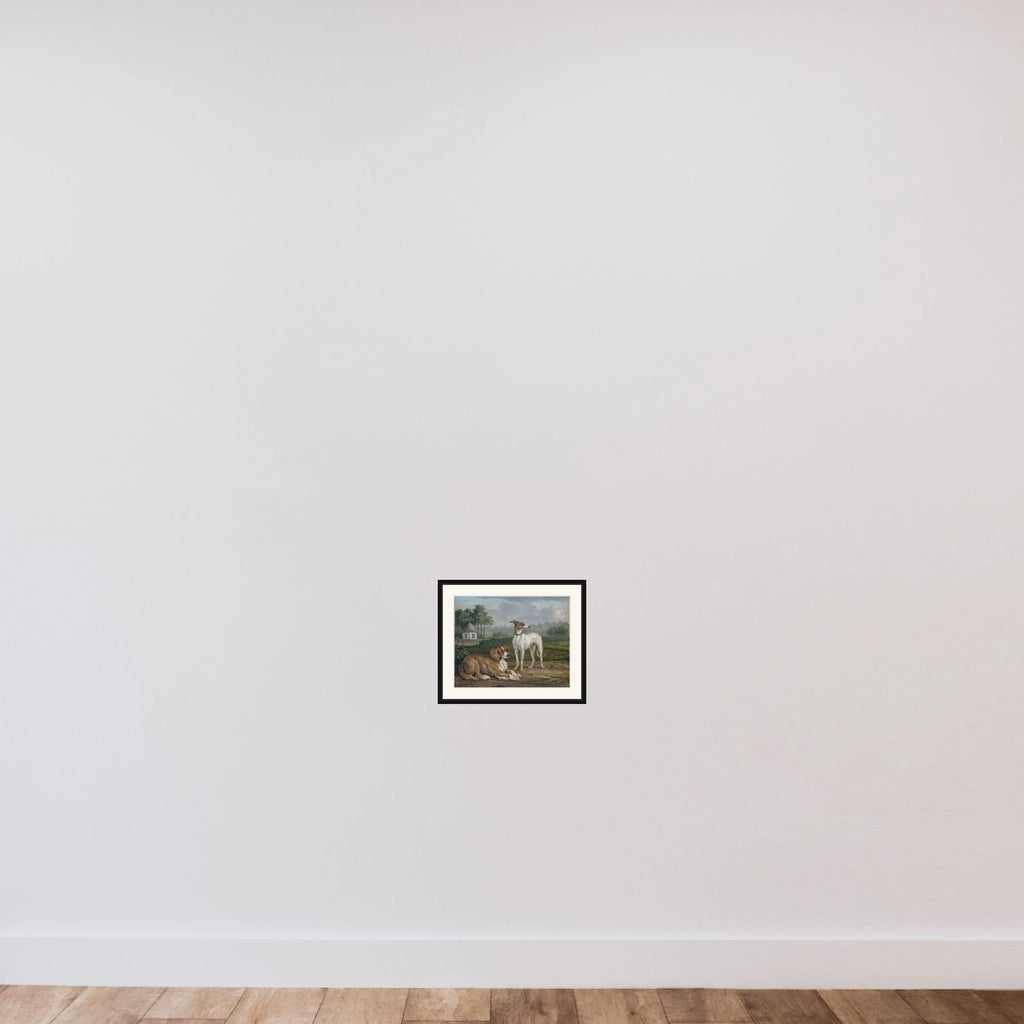Two Dogs framed — shown to scale