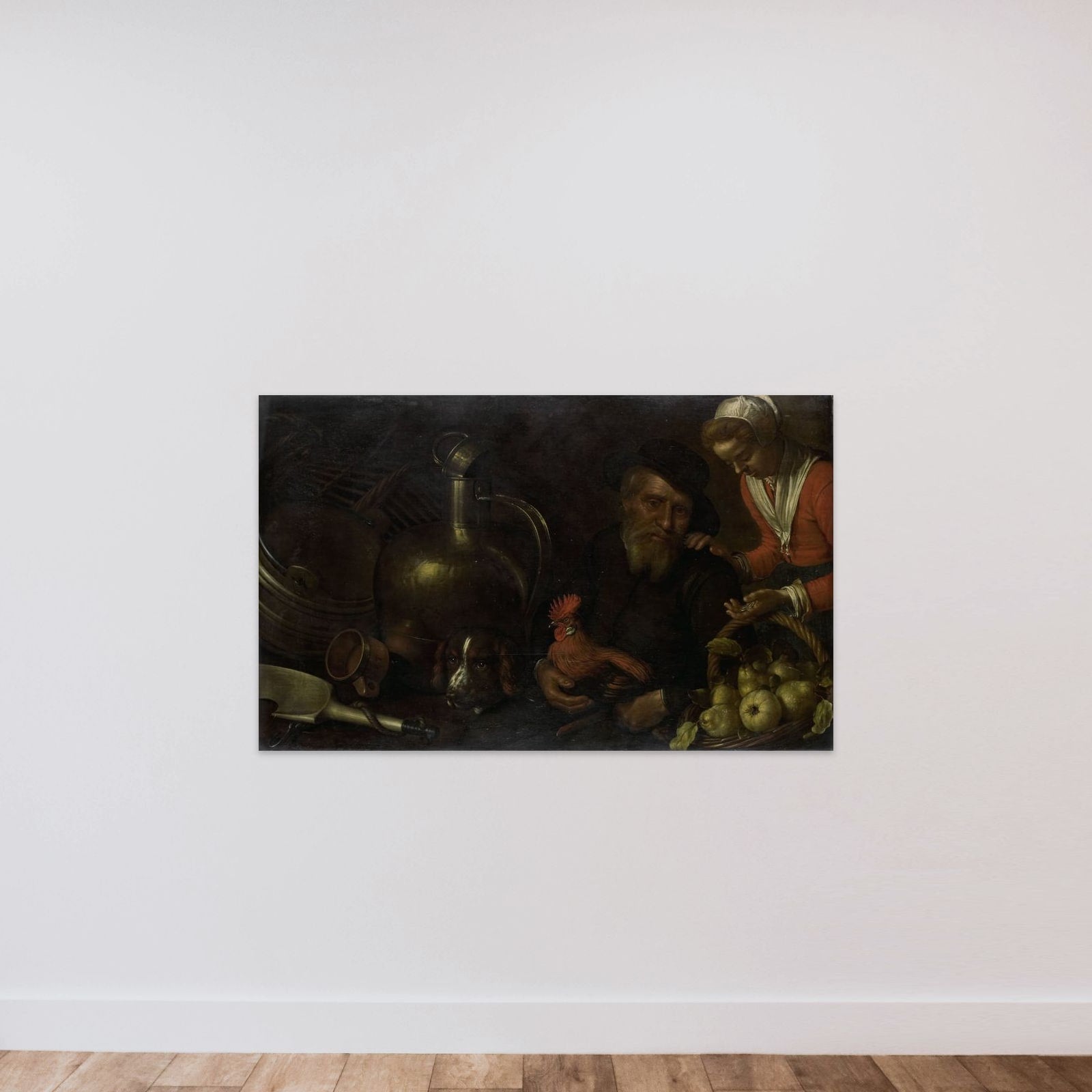 The Poultry Seller unframed — shown to scale