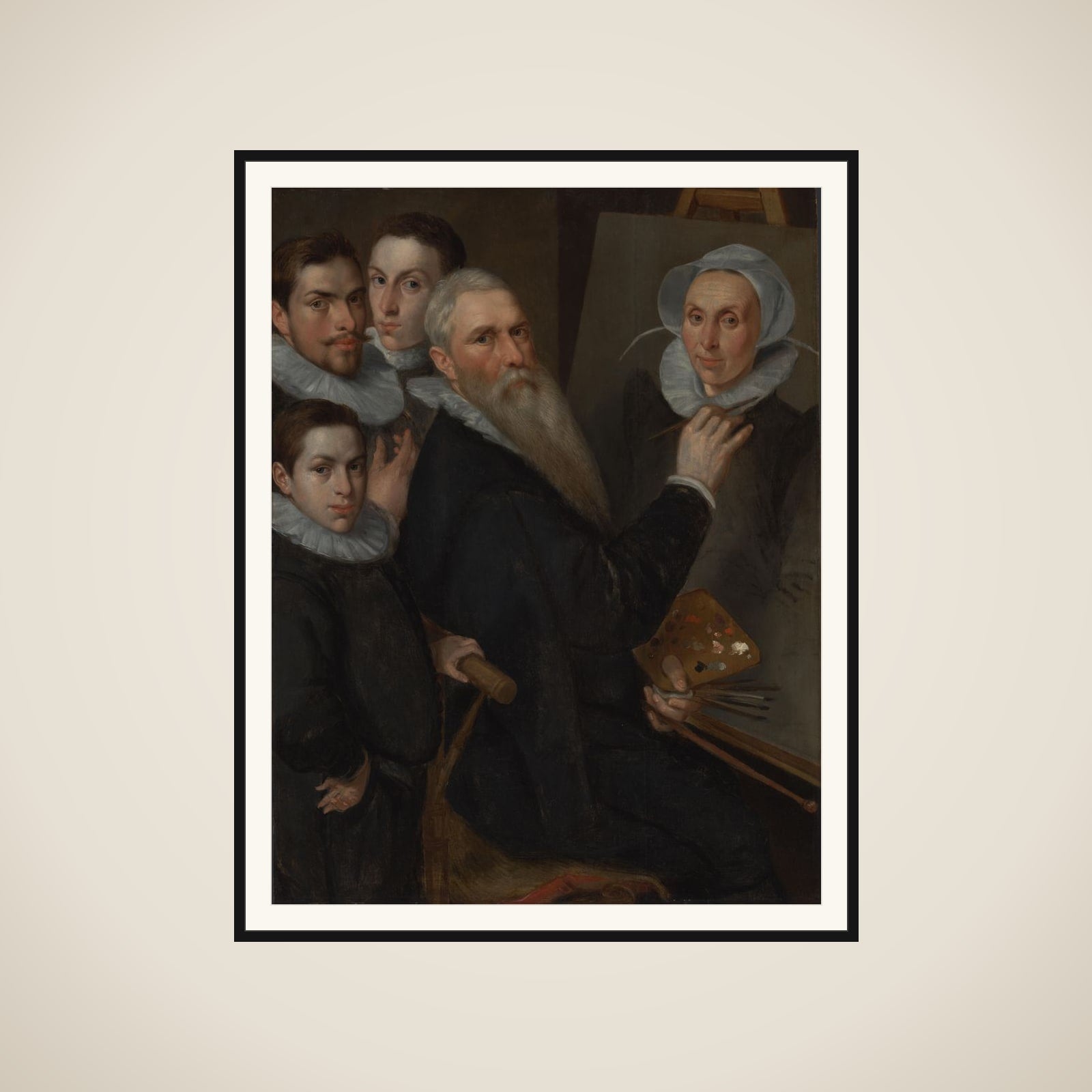 Self-portrait of the Painter with his Family, Jacob Willemsz Delff i (ca. 1540/45-1601) framed