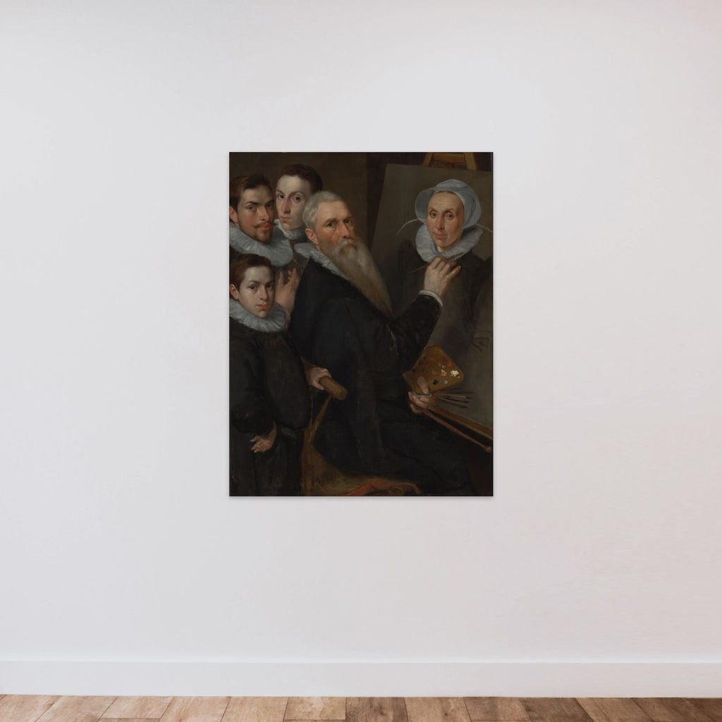 Self-portrait of the Painter with his Family, Jacob Willemsz Delff i (ca. 1540/45-1601) unframed — shown to scale