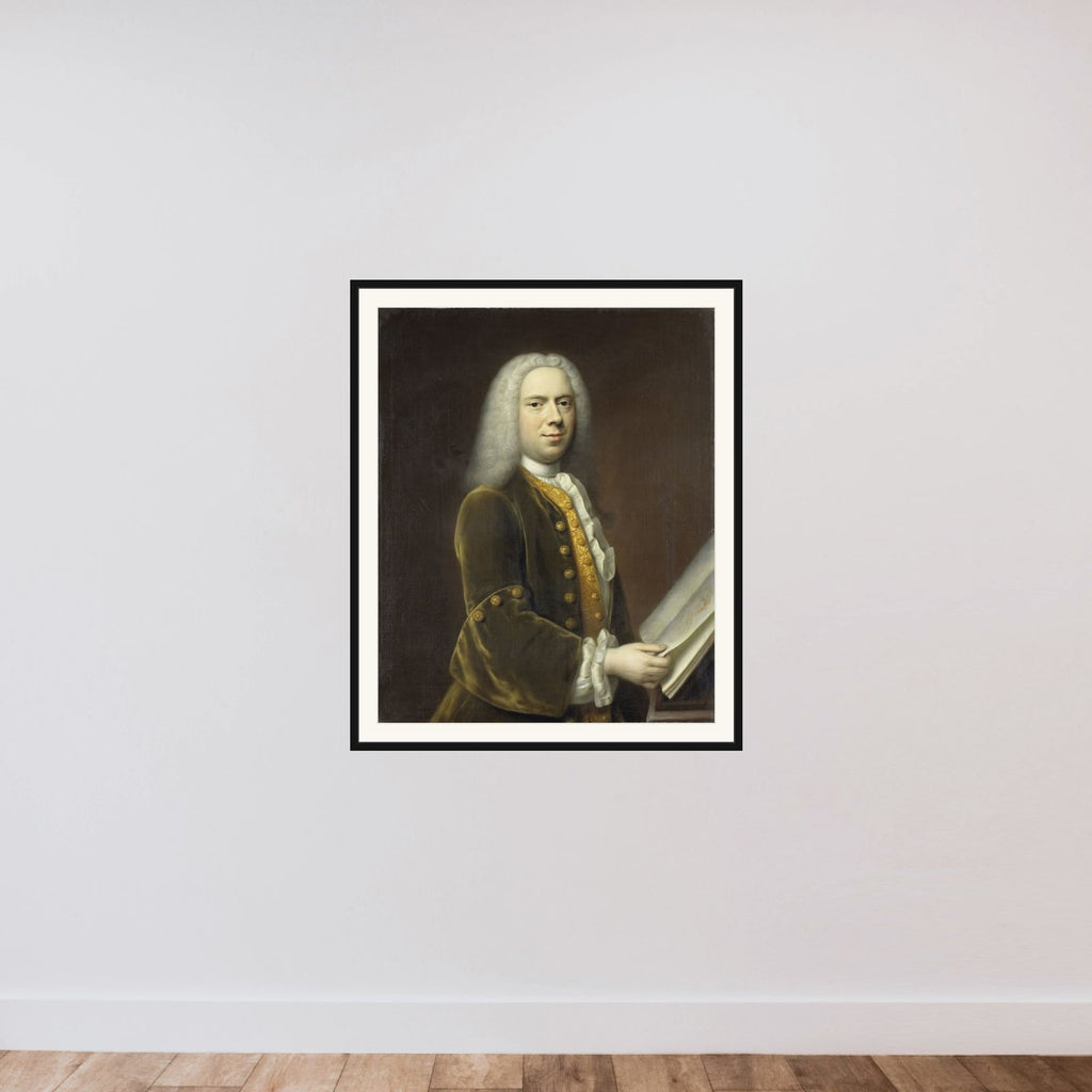 Portrait of a Man, probably Cornelis Troost (1696-1750) framed — shown to scale