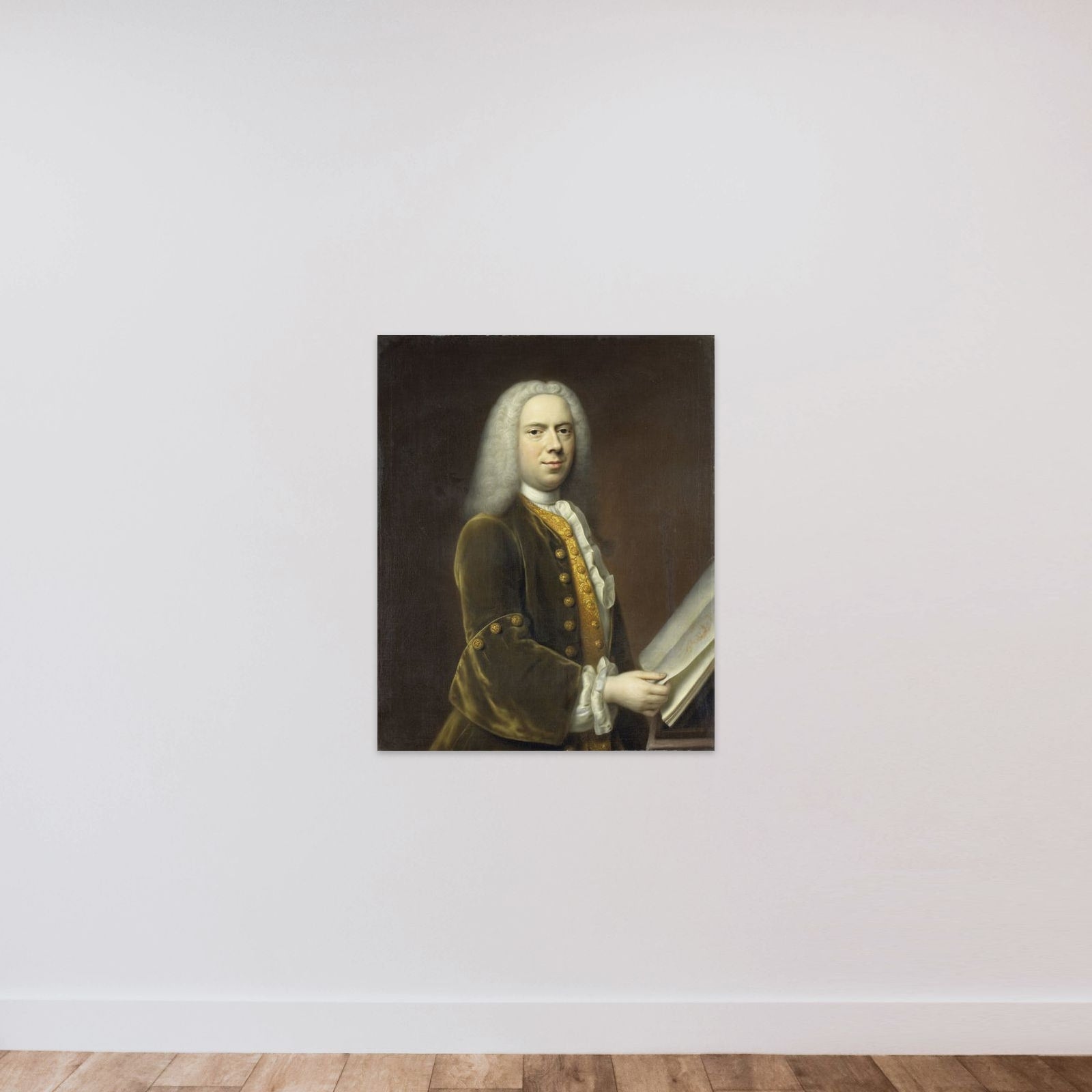 Portrait of a Man, probably Cornelis Troost (1696-1750) unframed — shown to scale