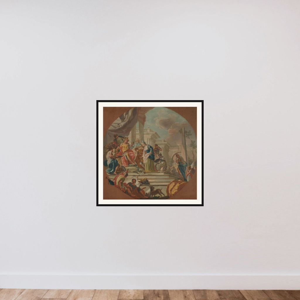 The Continence of Scipio framed — shown to scale
