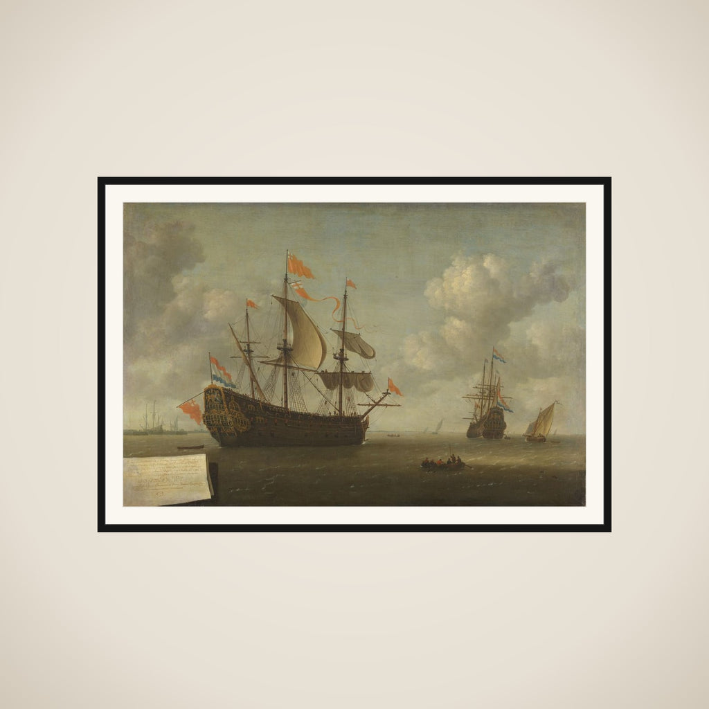 The Arrival of the English Flagship 'Royal Charles' at Hellevoetsluis, Captured during the Dutch Raid on the Medway, June 1667 framed