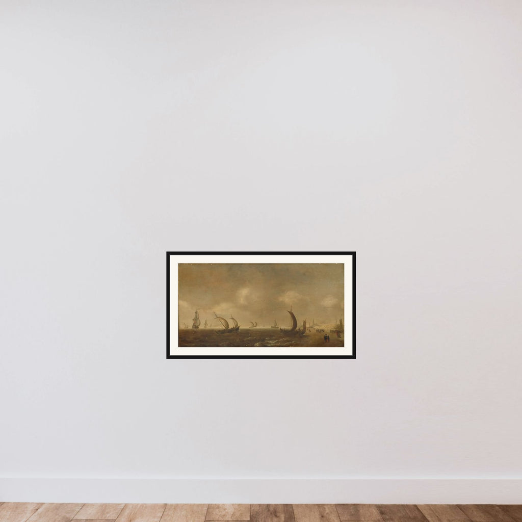 Seascape on the Beach at Scheveningen framed — shown to scale
