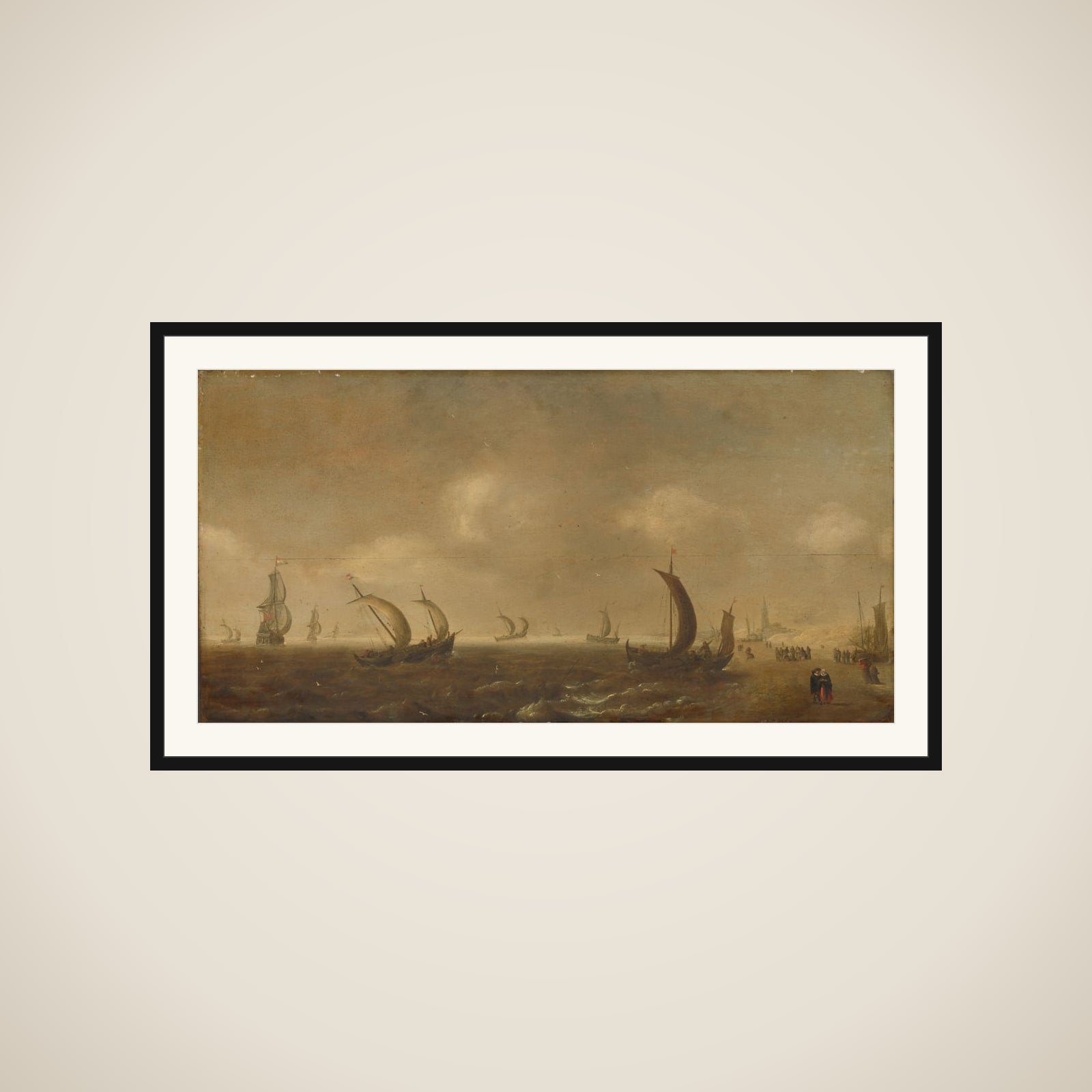 Seascape on the Beach at Scheveningen framed