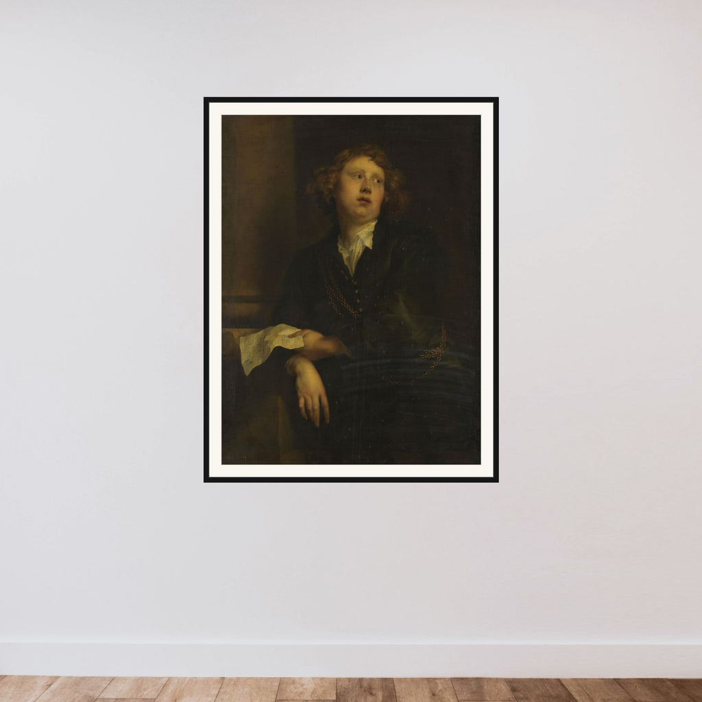 Portrait of Hendrik Liberti (c. 1610-c. 1669) framed — shown to scale