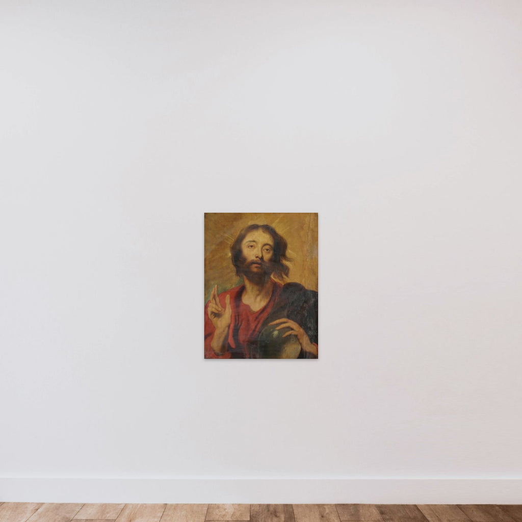 Christ as Saviour of the World unframed — shown to scale