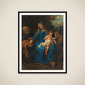 The Holy Family with a Female Saint in Adoration framed