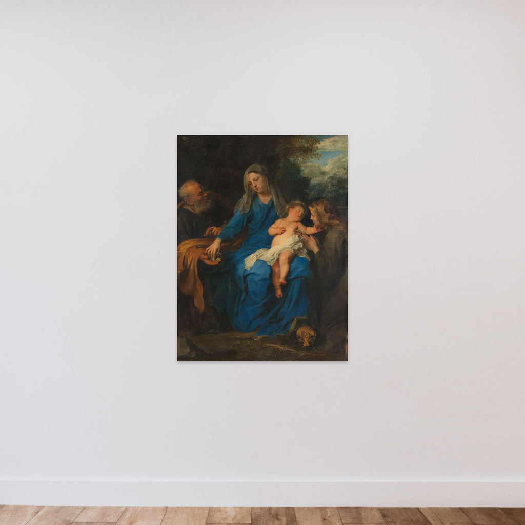 The Holy Family with a Female Saint in Adoration unframed — shown to scale