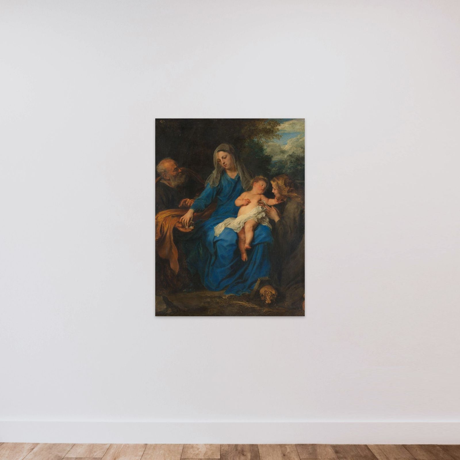 The Holy Family with a Female Saint in Adoration unframed — shown to scale