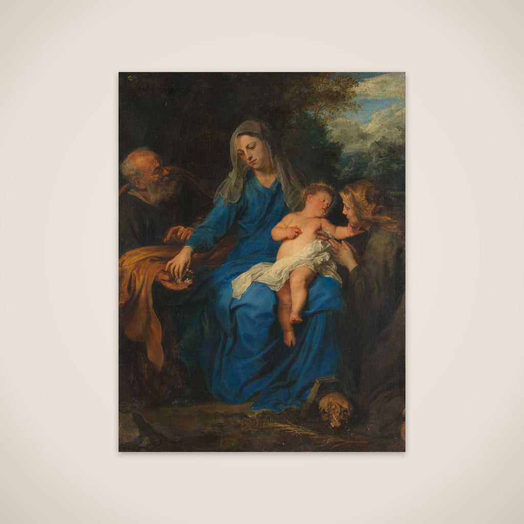 The Holy Family with a Female Saint in Adoration unframed print