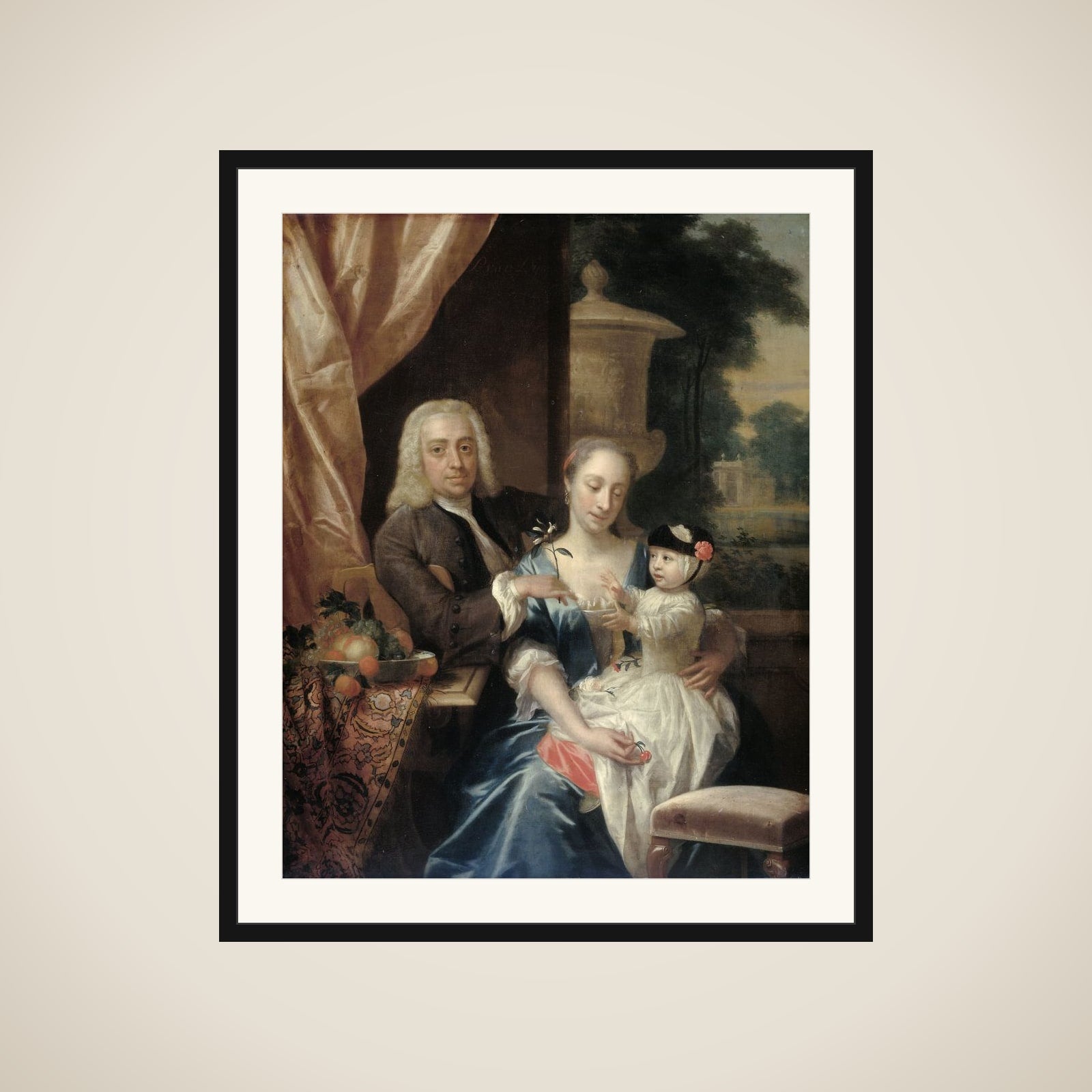 Isaac Parker (1702-1755), his Wife Justina Johanna Ramskrammer (1702-1798) and their Son Willem Alexander (1740-1747) framed