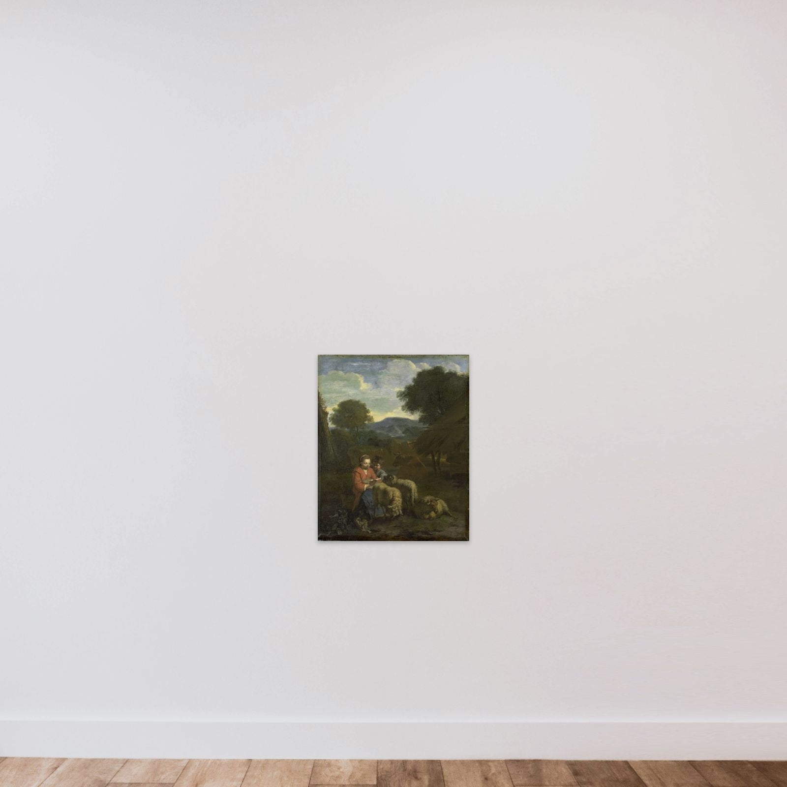 Shepherdess Reading unframed — shown to scale