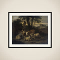 Italian Landscape with Shepherdess and Flocks framed