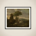 Italian Landscape with Shepherdess and Flocks framed