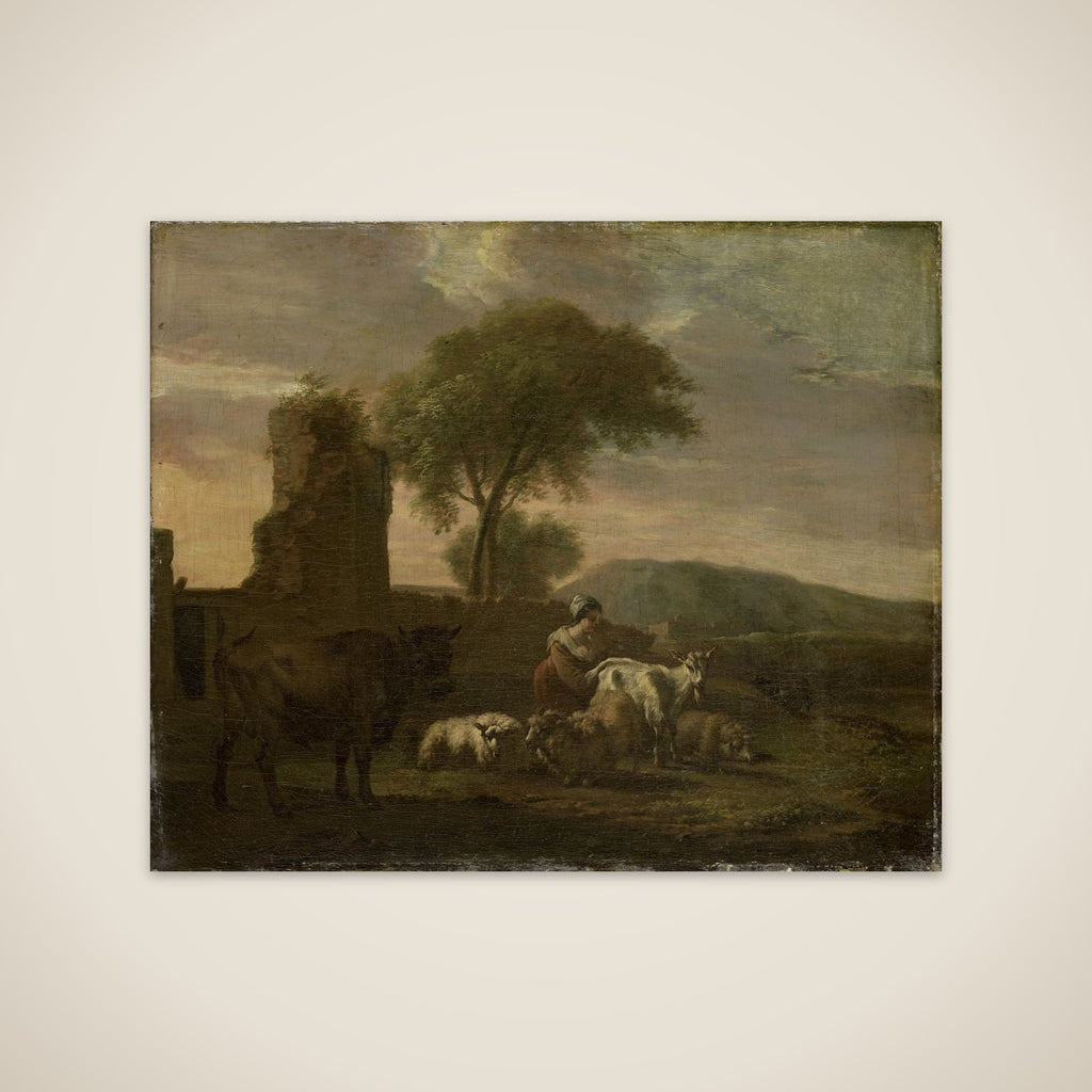 Italian Landscape with Shepherdess and Flocks unframed print