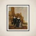 Portrait of a Couple with their Child in a Landscape framed