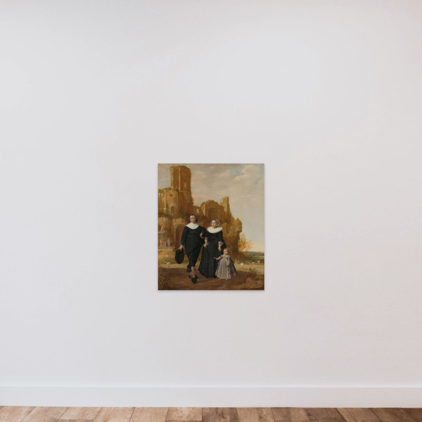 Portrait of a Couple with their Child in a Landscape unframed — shown to scale