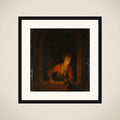 Girl with an Oil Lamp at a Window framed