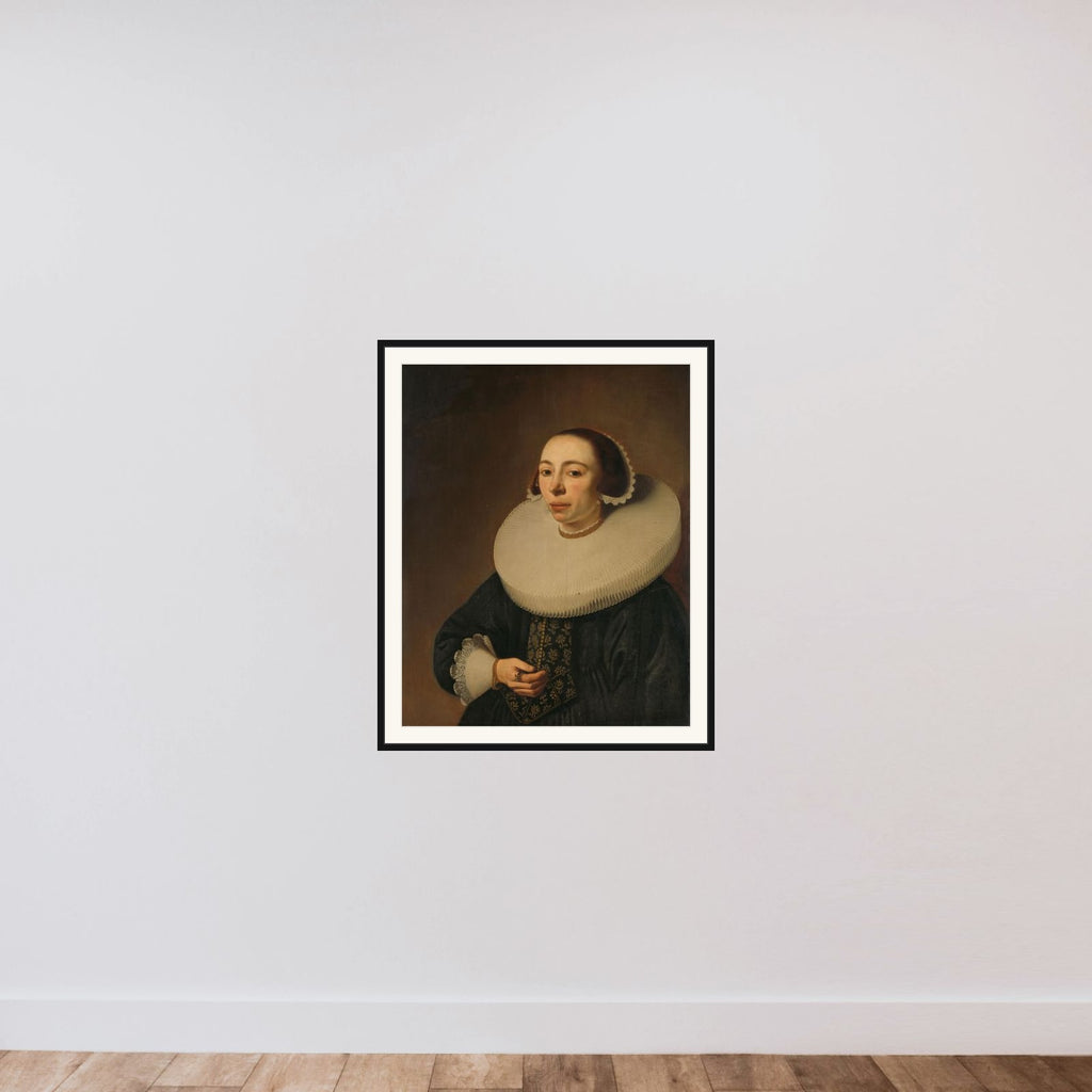 Portrait of a Woman, possibly Helena le Maire (1602 ?-after 1657) framed — shown to scale