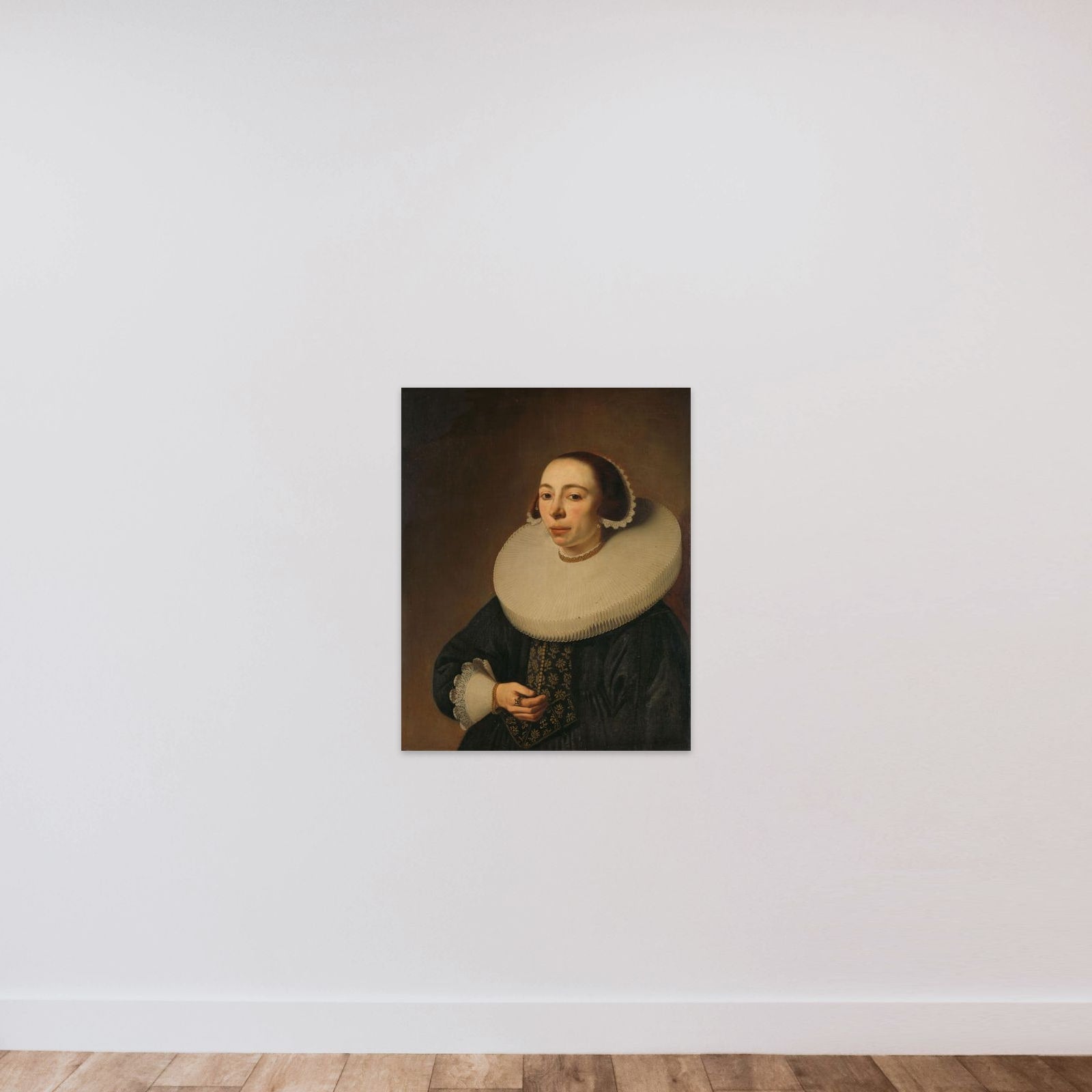 Portrait of a Woman, possibly Helena le Maire (1602 ?-after 1657) unframed — shown to scale