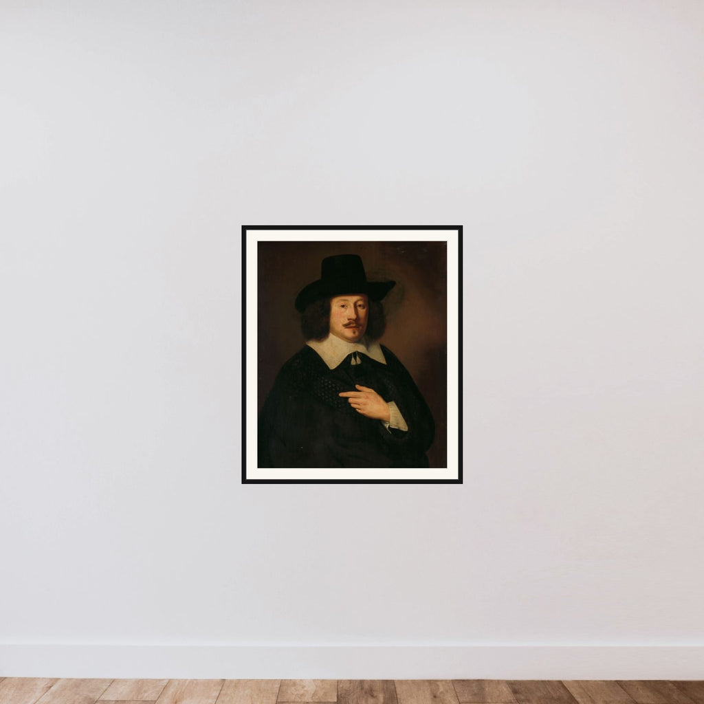 Portrait of a Man, possibly Paulus de Hooghe (1611-1674) framed — shown to scale