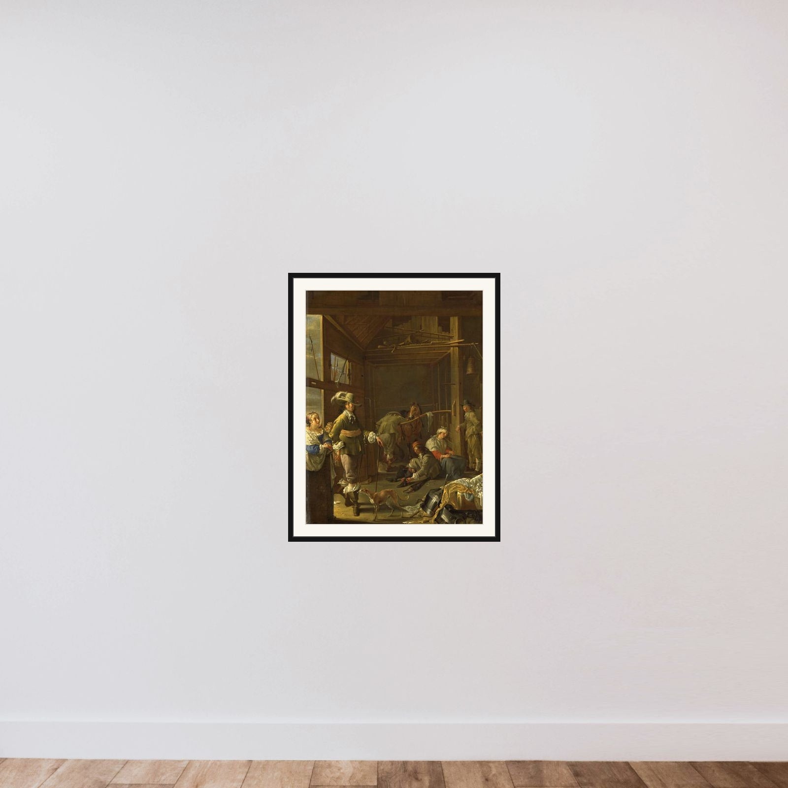 Soldiers in a Stable framed — shown to scale
